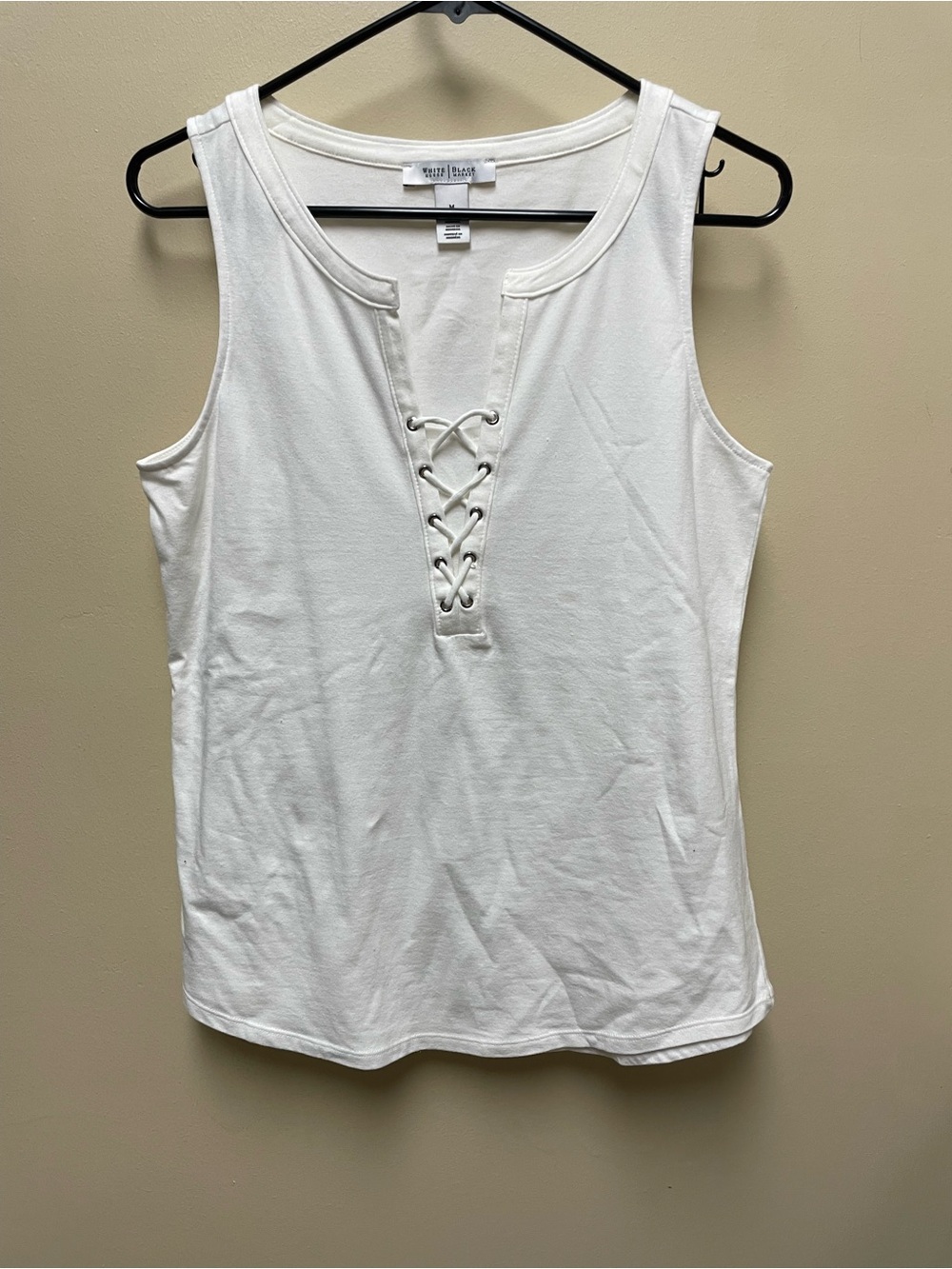Banana Republic White Lace-Up Sleeveless Tank